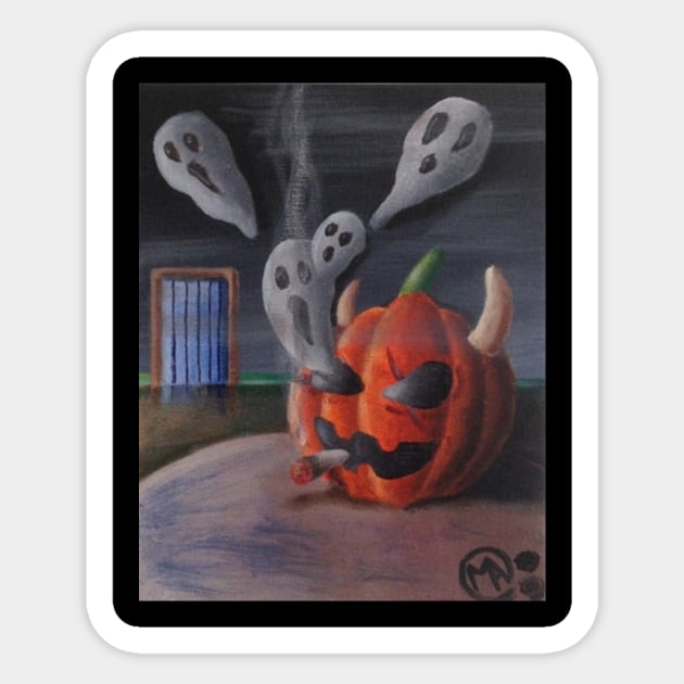 Pumpkin Breathing Out Ghosts Sticker by ManolitoAguirre1990
